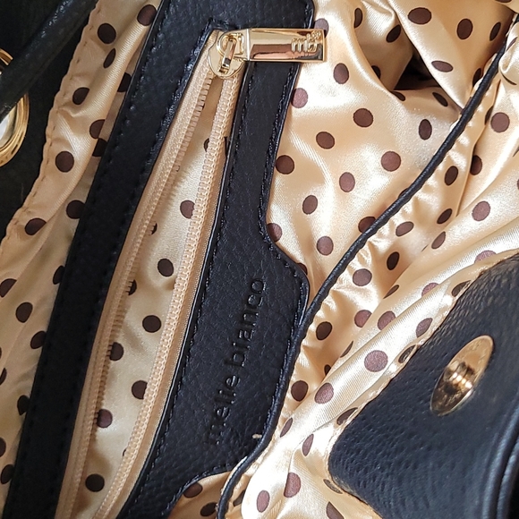 Black Vegan Leather Drawstring Bucket Bag - Picture 8 of 11